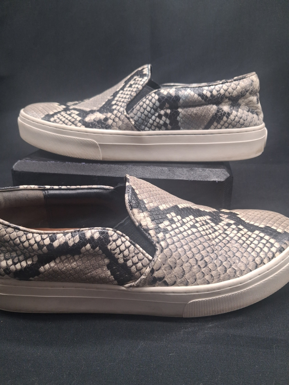 Tory Burch Snake-Print Slip-On Flats in Taupe and Black